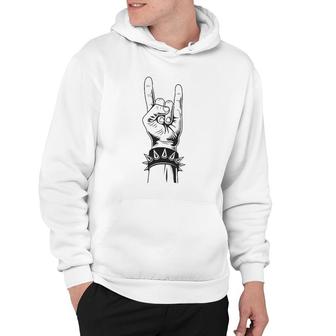 Lets Rock Devil Salute French Fries Fork Metal Hand & Roll Hoodie | Mazezy