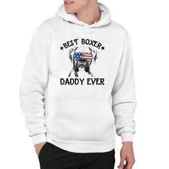 Mens Best Boxer Daddy Ever Dog Dad American Flag 4Th Of July Hoodie - Seseable