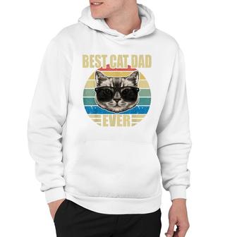 Mens Funny Vintage Cat Daddy Fathers Day Best Cat Dad Ever Hoodie - Seseable