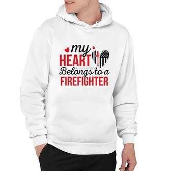 My Heart Belongs To A Firefighter Red Black Hoodie - Seseable