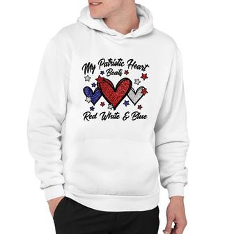 Patriotic 4Th Of July Hearts For Women Red White And Blue Hoodie - Seseable