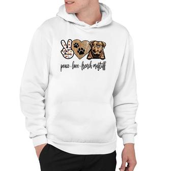 Peace Love French Mastiff Funny Dog Lover Hoodie - Thegiftio UK