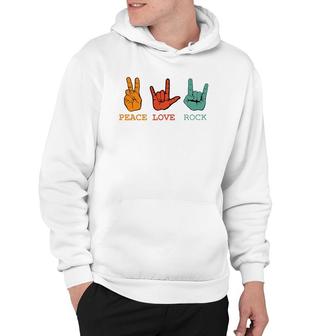 Peace Love Rock And Roll Retro Vintage Peace Loving Musician Hoodie - Seseable