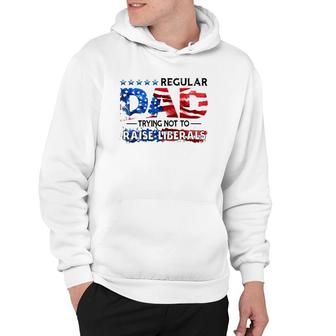 Regular Dad Trying Not To Raise Liberal Usa American Flag Republican Fathers Day Hoodie - Seseable