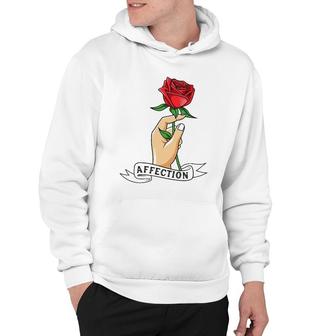 Rose Hand Affection Floral Novelty Hoodie | Mazezy