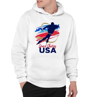 Speed Skating Usa Support The Teamusa Flag Winter Hoodie | Mazezy