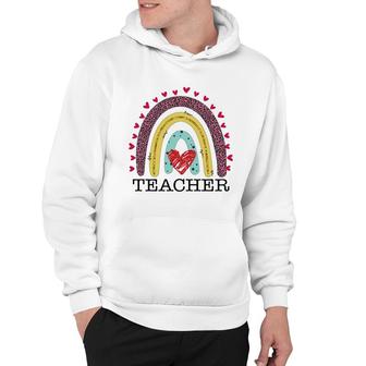 Teacher Black Graphic Heart Rainbow Cute Hoodie - Seseable