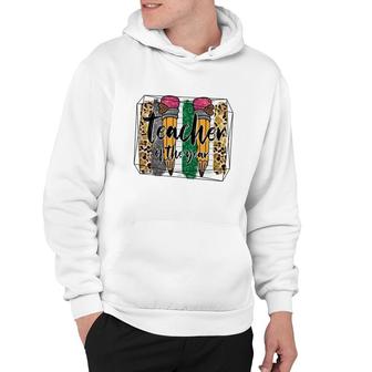Teacher Of The Year Leopard Pencil Subject Hoodie - Seseable