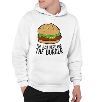 Womens Funny Hamburger Fast Food Im Just Here For The Burger V-Neck Hoodie | Mazezy CA