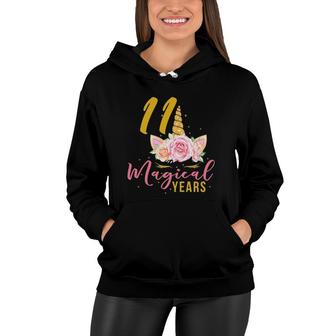 11 Years Old Birthday Girl Gift Unicorn 11Th Birthday Women Hoodie - Seseable