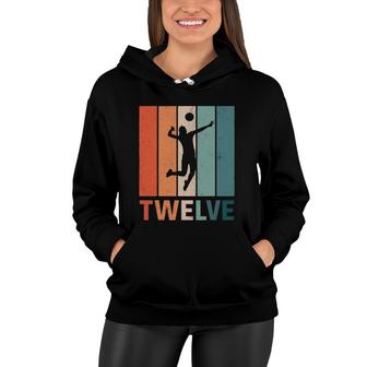 12Th Birthday Retro Gift Volleyball Girl Kids 12 Years Old Women Hoodie - Seseable