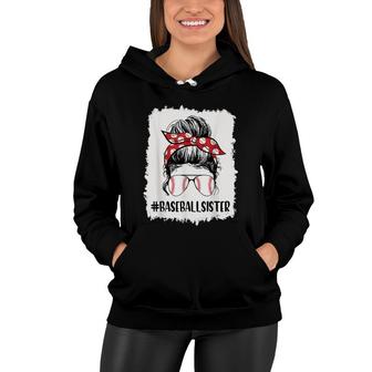 Bleached Baseball Sister Life Messy Bun T-Ball Mothers Day  Women Hoodie