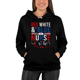 4Th Of July Red White Blue Nurse Crew Women Hoodie - Seseable