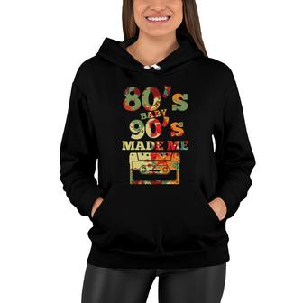 80S Baby 90S Made Me Cassette Retro Watercolor Gift Women Hoodie - Seseable