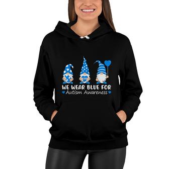 Autism Awareness Gnome In April We Wear Blue Ribbon Puzzle Women Hoodie - Seseable