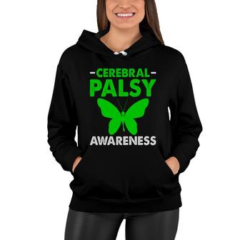 Cerebral Palsy Awareness Palsy Related Green Ribbon Butterfly Women Hoodie - Seseable