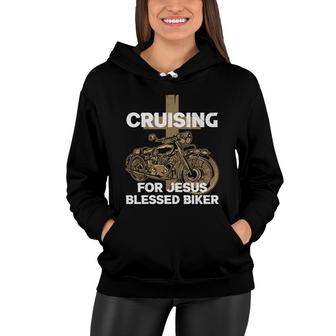 Cruising For Jesus Blessed Biker Bible Verse Graphic Christian Women Hoodie - Seseable