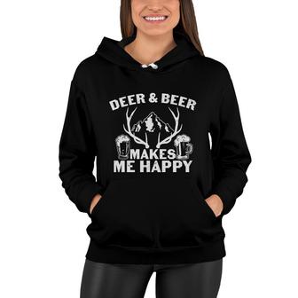 Deer And Beer Makes Me Happy Beer Lover Gifts Women Hoodie - Seseable