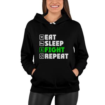 Eat Sleep Fight Repeat Green Ribbon Cerebral Palsy Women Hoodie - Seseable