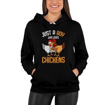 Just A Boy Who Loves Chickens Kids Boys Women Hoodie | Mazezy