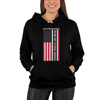 Just A Regular Mom Trying Flag Great Gift Women Hoodie - Seseable