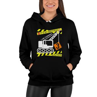 Kids Boys Construction Truck 3Rd Birthday Gif Age 3 Yrs Old Women Hoodie - Seseable