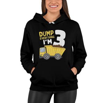 Kids Construction Truck 3Rd Birthday Boy 3 Years Old Gift Women Hoodie - Seseable