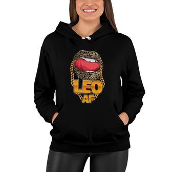 Leo Af Girl Juicy Lips Leopard Astrology Zodiac Sign Women Hoodie | Seseable UK
