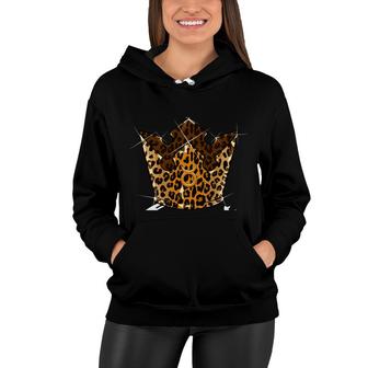 Leopard Taurus Queen Zodiac Sign With Leopard Pattern Crown Women Hoodie - Seseable