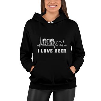 Love Beer Heartbeat Design For Beer Lover Women Hoodie - Seseable
