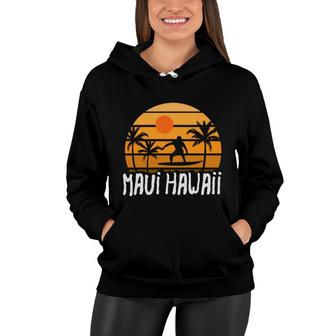 Maui Hawaii Beach Retro Sunset Summer Women Hoodie - Seseable
