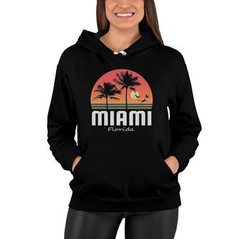 Miami Florida Beach Palm Sunset Gift Women Men Kids Souvenir Women Hoodie | Mazezy