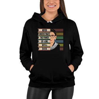 Never Underestimate The Power Of A Girl With A Book Vintage Women Hoodie - Seseable