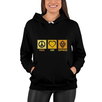 Peace Love Happiness Cool Beer Lover Gifts Women Hoodie - Seseable