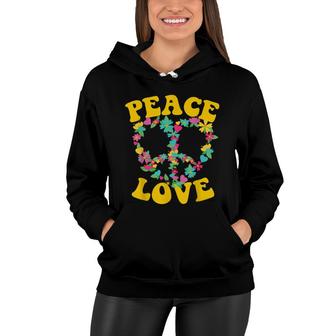 Peace Sign Love 60S 70S Tie Dye Hippie Halloween Costume Women Hoodie - Seseable
