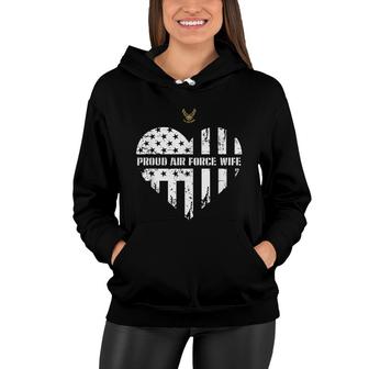 Proud Air Force Wife Pride Military Family Heart Gift Women Hoodie - Seseable