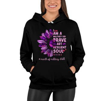 Purple Up For Military Kids Sunflower Military Child Month Women Hoodie - Seseable