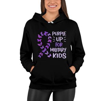 Purple Up Military Child Butterfly Military Brats Month Women Hoodie - Seseable