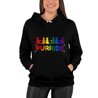 Purride Rainbow Colors Cat Animal Funny LGBT Pride Gift Women Hoodie - Seseable