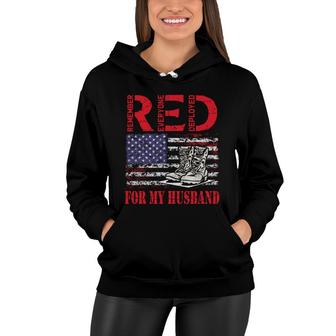 Red Friday For My Husband Army Military Wife Us Flag Veteran Women Hoodie - Seseable