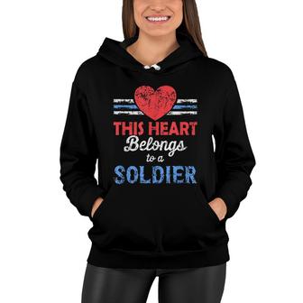 Soldiers Wife My Heart Belongs To A Soldier Military Women Hoodie - Seseable