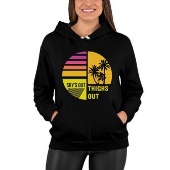 Sunset 80S 90S Skys Out Thighs Out Palm Tree Vintage Women Hoodie - Seseable