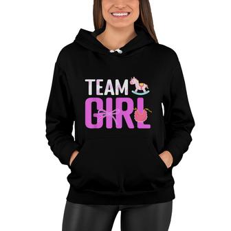 Team Girl Baby Announcement Future Parents Gender Reveal Women Hoodie - Seseable