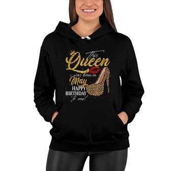 This Queen Was Born In May Birthday High Heel Leopard Women Hoodie - Seseable
