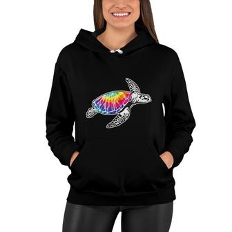 Tie Dye Sea Turtle Lovers Fun Hippie Retro Ocean Life Gift Women Hoodie - Seseable