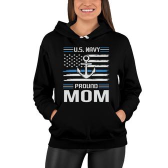 Us Navy Pround Mom Veteran 2022 Blue White Women Hoodie - Seseable