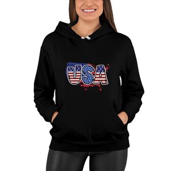 Usa American Flag Graphic Pattern July Independence Day 2022 Gift Women Hoodie - Seseable