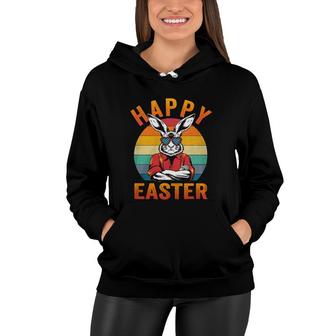 Vintage Bunny Face With Sunglasses For Boys Men Easter Day Women Hoodie | Mazezy