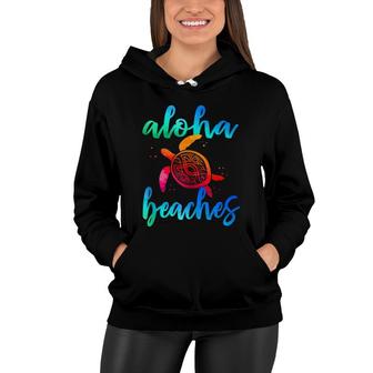 Watercolor Aloha Beaches Turtle Hawaiin Sea Turtles Women Hoodie - Seseable