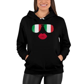Womens Italy Flag Sunglasses Lips Italia Flags Italian Women Girl Women Hoodie - Seseable